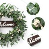 Summer Wreaths for Front Door, 20 inch Green Eucalyptus Wreaths with White Berries and Welcome Sign - 3 of 4