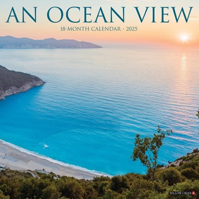 Willow Creek Press Ocean View 2025 Wall Calendar: Monthly 12x12" Blue Paper, All Ages, Sewn Binding