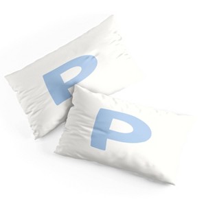 Deny Designs King April Lane Art Block Blue Monogram P Microfiber Printed Pillow Sham - 1 of 3