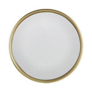 HomeRoots 15" Gold Round Iron Textured Framed Accent Mirror - 1 of 4