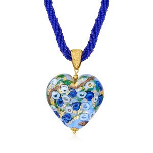 Ross-Simons Italian Multicolored Murano Heart Pendant Necklace in 18kt Gold Over Sterling - 1 of 4