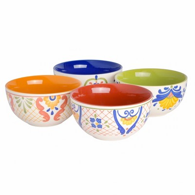 Laurie Gates 4ct Tierra 6" Hand Painted Stoneware Cereal Bowl Set