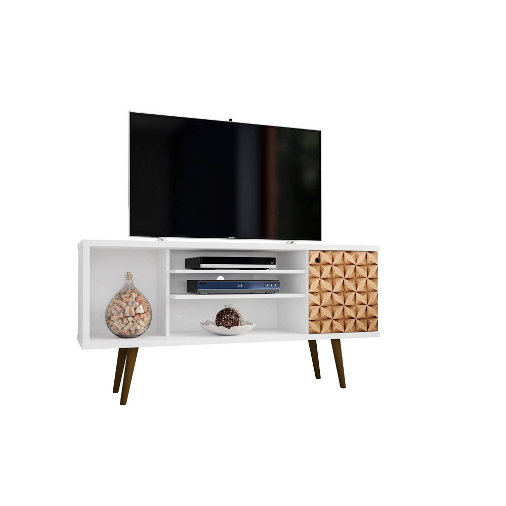 53.14" Liberty TV Stand for TVs up to 50" 3D Prints White - Manhattan Comfort