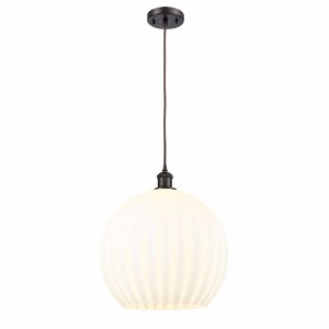 White Venetian - 1 Light Cord Hung Pendant In Modern Style-16.63 Inches Tall and 13.75 Inches Wide - 1 of 1