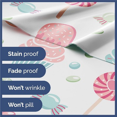 Kids Queen White Microfiber Candy Print Sheet Set