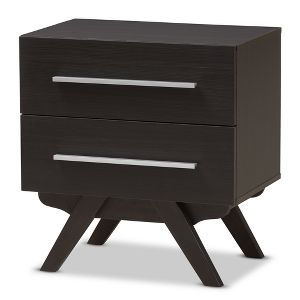 Auburn Mid Century Modern Espresso Finished Wood 2 Drawer Nightstand Brown Baxton Studio Target