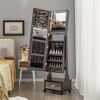 Costway Jewelry Cabinet Armoire Full-Length Mirror Lockable with 3-Color LED Lights Brown/Coffee/White - 2 of 4