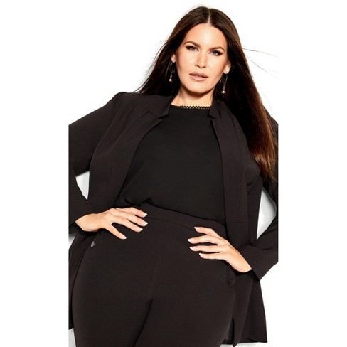 City Chic  Women's Plus Size Drapey Sheer Chiffon Blazer Jacket - Black -  24w : Target