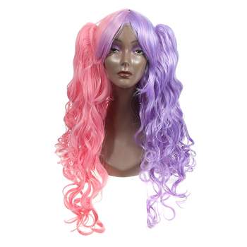 Unique Bargains Medium Long Straight Hair Lace Front Wigs for Women with  Wig Cap 14 Yellow Gradient Pink 1PC