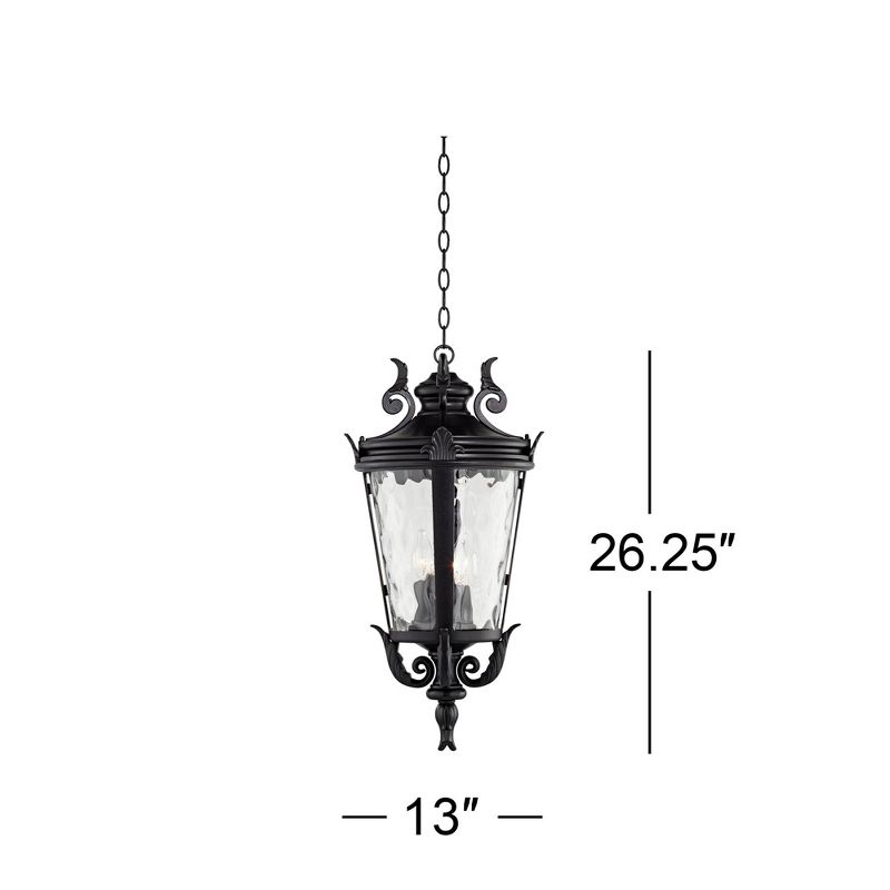John Timberland Casa Marseille Rustic Outdoor Hanging Light Black Scroll 26 1/4" Clear Water Glass Damp Rated for Post Exterior Barn Deck House Porch, 4 of 7