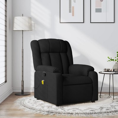 vidaXL Black Fabric Massage Recliner Chair - Manual Reclining Armchair With Vibration, Comfortable Seating For Elderly, Living Room Stability