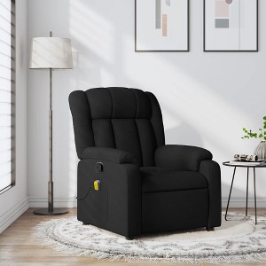 vidaXL Black Fabric Massage Recliner Chair - Manual Reclining Armchair With Vibration, Comfortable Seating For Elderly, Living Room Stability - 1 of 4