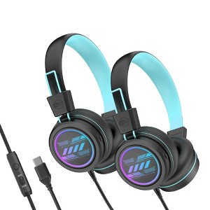MEE audio KidJamz KJ55U (2 Pack) Safe Listening USB-C Headphones for Kids with LED Lights - 1 of 4