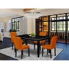 HomeStock 5-Piece Rectangle Black Finish Solid Wood Top Dining Table with 4 Parson Chair - 2 of 4
