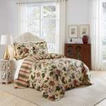 3pc King Floral Laurel Springs Reversible Bedspread Set Green/Cream/Red - Waverly