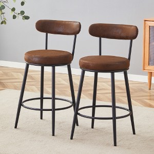 Racxily 2 Sets of Rrgonomic High Leg Bar Chairs, with Technology Fabric Cushions That Are Soft And Comfortable,Black Metal Legs - 1 of 4