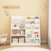 PDTEND White 4-Tier Multifunctional Wooden Kids Bookshelf & Toy Organizer for Playroom, Nursery, Kids' Room - 3 of 4