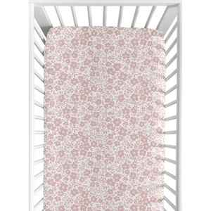 Sweet Jojo Designs Girl Baby Fitted Crib Sheet Floral Pink and White - 1 of 4