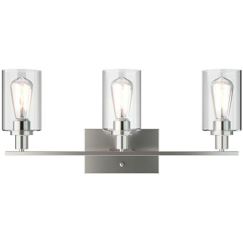 Tangkula Bathroom Vanity Light Modern Wall 3-Light  Sconce Fixtures W/ Clear Glass Shade, 1 of 7