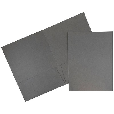 JAM Paper 2-Pocket Portfolio Folder Gray Linen 100/Box 3084B