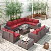 ALAULM Outdoor Patio Furniture Set Outdoor Sectional Rattan Sofa Set Brown Manual Wicker Patio Conversation Set with Cushions - 2 of 4