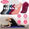 NPolar "6 Pairs Women's Non-Slip Yoga Socks with Straps for Pilates, Dance, Indoor Use" Red, Black Pink, Light Grey, Dark Grey, Blue - 2 of 4