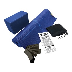 GoFit® Complete Yoga Kit with Yoga Mat, Foam Block, Strap, Yoga Pose Wall Chart, and Carrying Bag in Blue, Size: Standard - 1 of 4
