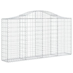 vidaXL Gabion Basket Arched Gabion Basket Planter for Flower Galvanized Iron - 78.7" x 11.8" x 39.4"/47.2" - 1 - 1 of 4
