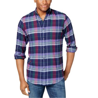 Club Room Mens Plaid Button Up Shirt