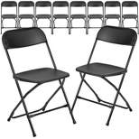 Emma and Oliver Set of 10 Stackable Folding Plastic Chairs - 650 LB Weight Capacity