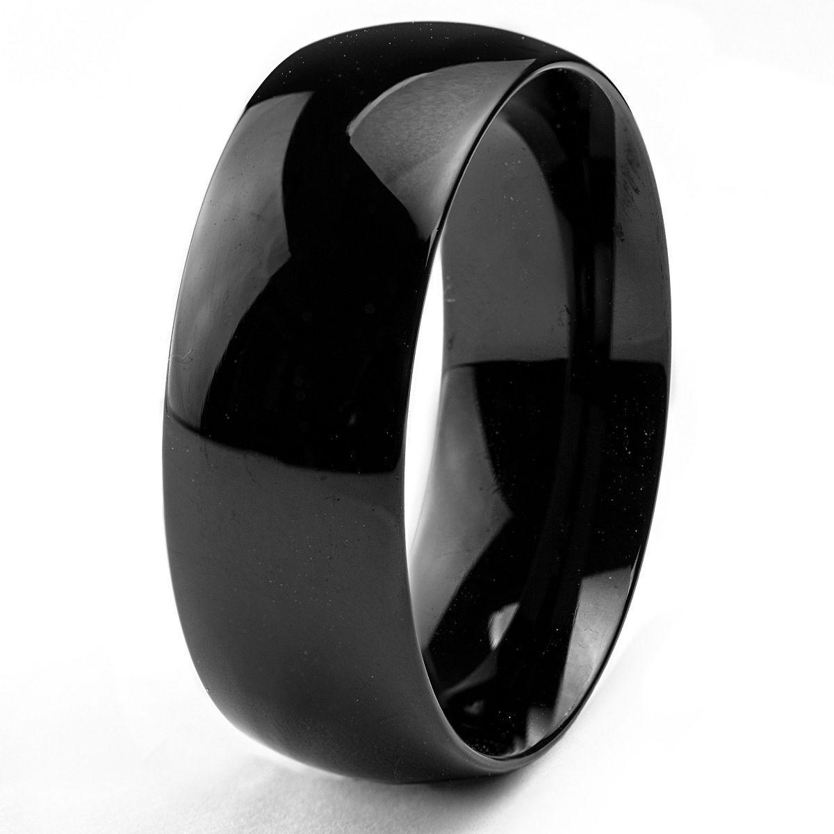 West Coast Jewelry Men's Polished Domed Black Plated Steel Band Ring (8mm)