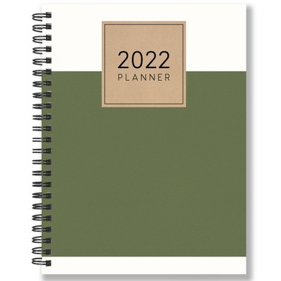 2022 Planner Weekly/Monthly Green Blocked Medium - The Time Factory