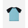 Deux par Deux Boy Short Sleeve Rashguard Light Blue and Black - 4 of 4