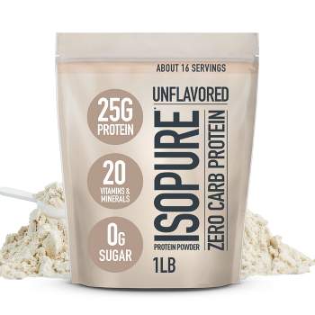 Isopure Zero Carb 100% Whey Protein Isolate Unflavored Protein Powder - 16oz
