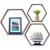 Sorbus Metal Wire Hexagon Design Wall Mounted Floating Shelves, Set of 3 - Bronze - 3 of 4