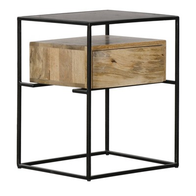 Iron Frame Side Table Brown/Black - HomeFare