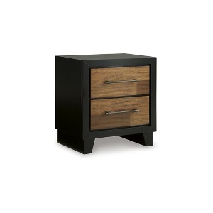 Signature Design by Ashley Kraeburn Modern Nightstand with 2 Drawers - Contemporary Two-Tone Brown and Black Finish - 1 of 4