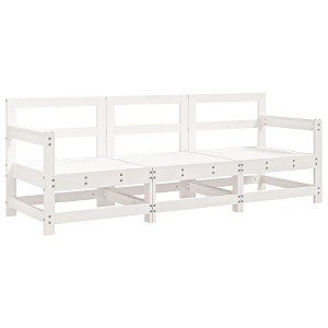 vidaXL Patio Lounge Set Furniture – Solid Pine Wood, White, 3 Piece Conversation Set for Garden, Patio, or Terrace - 1 of 4