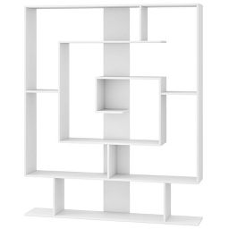 Costway 7-Tier Bookshelf Geometric Bookcase with 2 Anti-Tipping Kits Rustic Brown/White