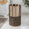 happimess Asher Modern 4.13-Gallon 2-Tone Faux Wicker/Metal Cylinder Waste Basket - 2 of 4