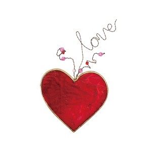 Transpac Stained Glass Red Heart w/Love Home Decorations Valentines - 1 of 2