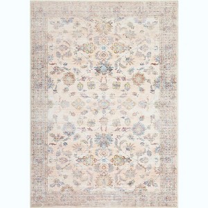 Vintage Washable Area Rug, Low Pile Non-Slip Carpet with Rubber Backing for Living Room, Bedroom & Home Office - 1 of 4
