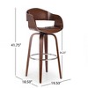 Mid-Century Modern Swivel Bar Stool with Faux Leather Upholstery, Wood Veneer Frame, and Chrome Footrest - 2 of 4