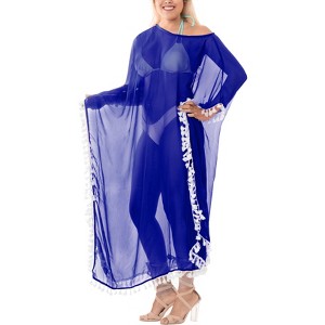 HAPPY BAY Women's House Daily Routine Evening Wear Loungewear Sheer Solid Casual Cover Up Relaxed Caftan Maxi Dresses for Women XL-XXL Blue, Solid - 1 of 4