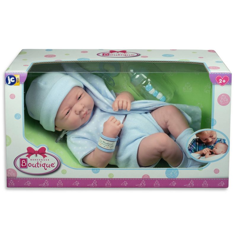 JC Toys La Newborn 14&#34; Boy Baby Doll 5pc Set - Blue Romper, 5 of 6