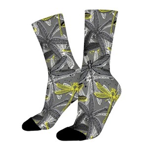 Stylized Dragonflies Women Printed Crew Socks Funny Funky Socks Soft Polyester Novelty Gifts for Artists Men - 1 of 1