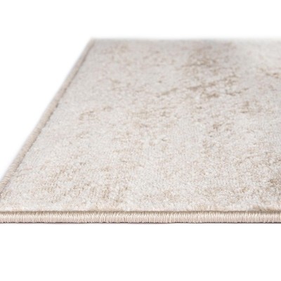 Elegant Medallion Runner Rug in Subtle Beige, Stain-Resistant Synthetic