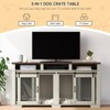 71" Double Dog Crate Furniture for 2 Dogs - XL TV Stand with 3 Storage Drawers,Removable Divider & Sliding Barn Door,White+Dark Walnut - 4 of 4