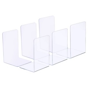 Unique Bargains Acrylic L-shaped Smooth Rounded Corner Book Ends - 1 of 4