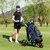 Costway Foldable 3 Wheel Golf Pull Push Cart Trolley Scorecard Drink Holder Mesh Bag - 3 of 4